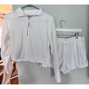 Stoney Clover Lane Target Collab Terry Cloth Matching 2 Piece White Set Outfit M